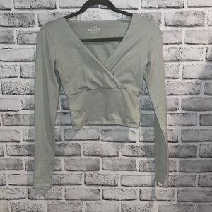Hollister wrap front crop top. Sage green color.​​​​​​​